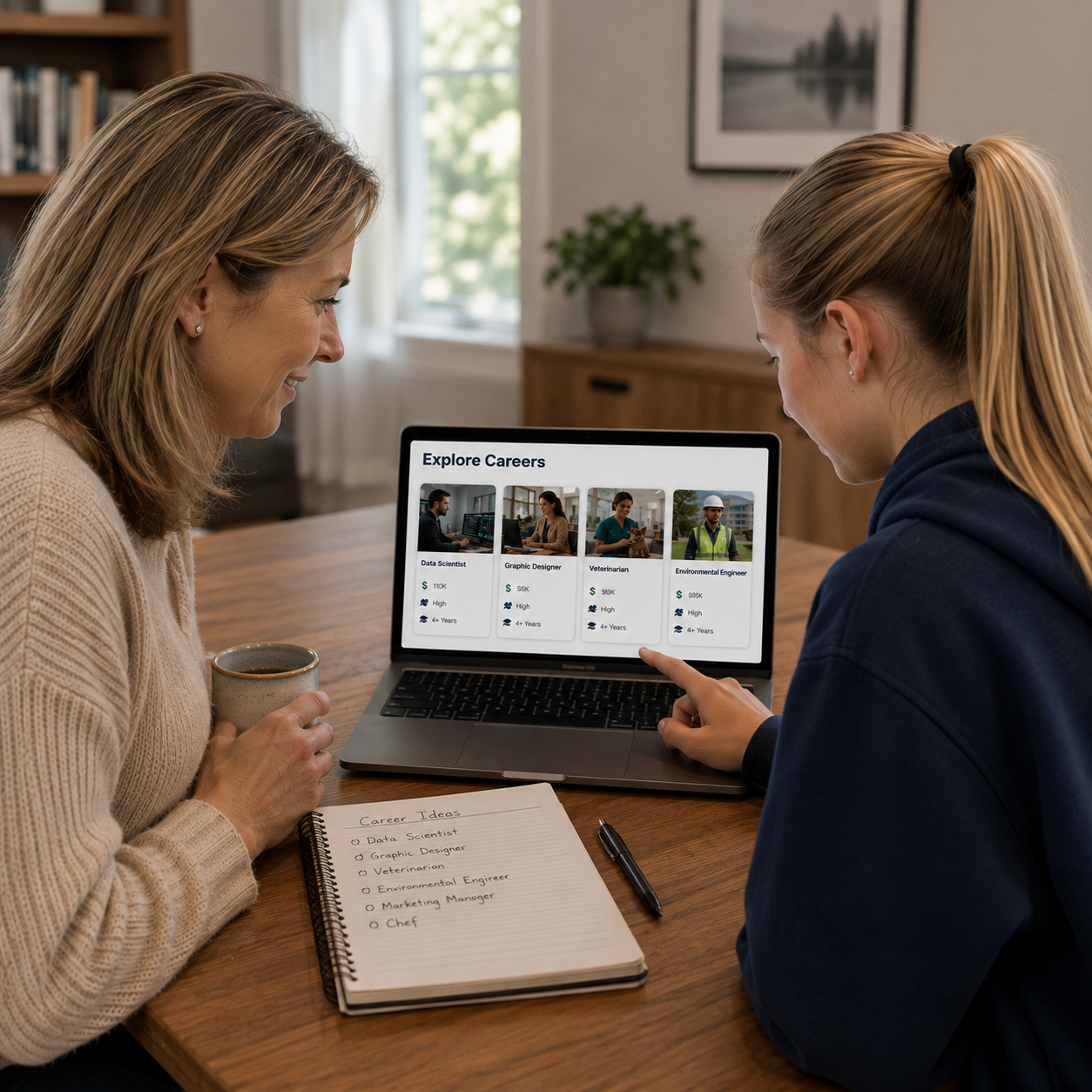 Family choosing a career to explore