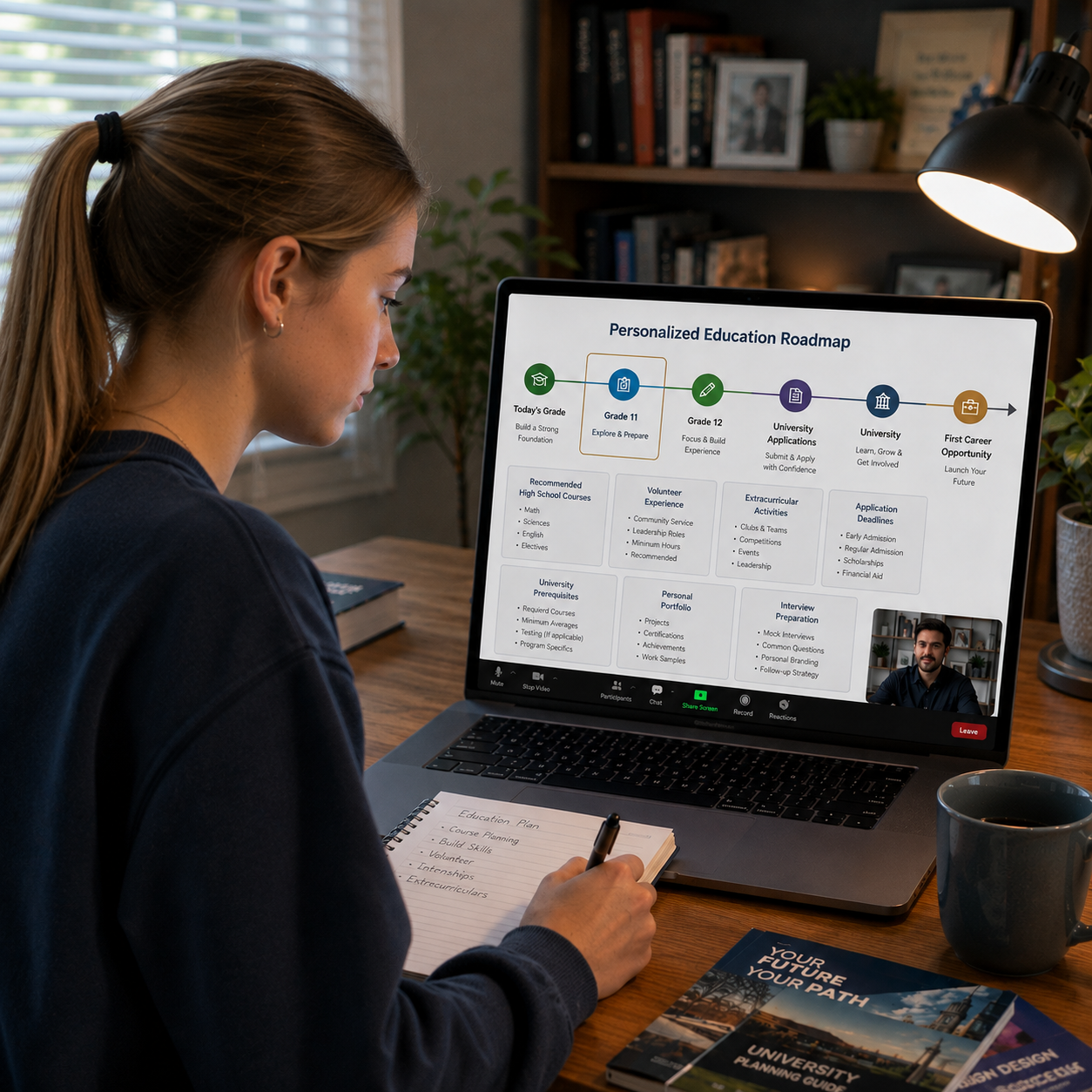 Student reviewing a personalized education roadmap