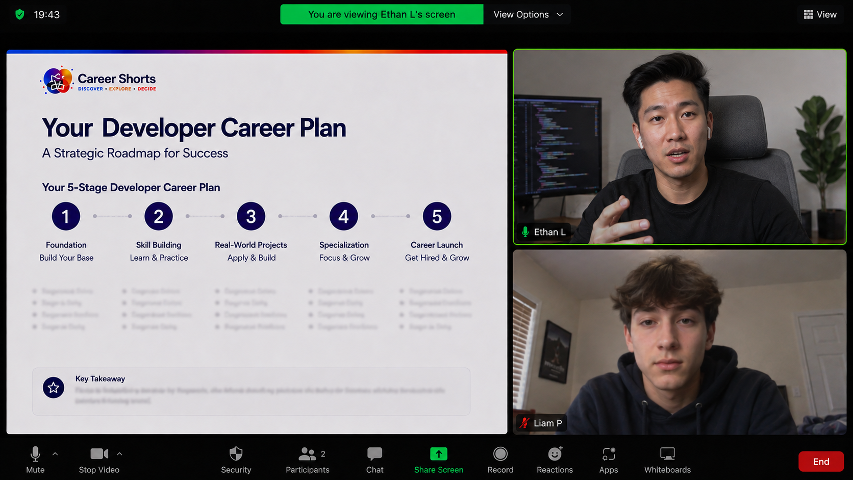 Software Developer Career Shorts mentoring session
